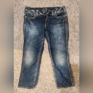 Silver Jeans Co. Dark Blue Straight Jean Capri